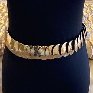 Vintage Gold Metal Disc Stretch Belt Circa 80s to 90s